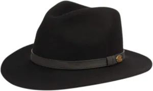 Men's Wool Felt Outback Fedora with Grosgrain or Faux Leather Band