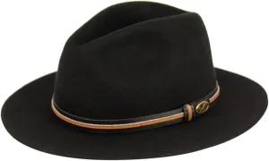 Men's Wool Felt Outback Fedora with Grosgrain or Faux Leather Band