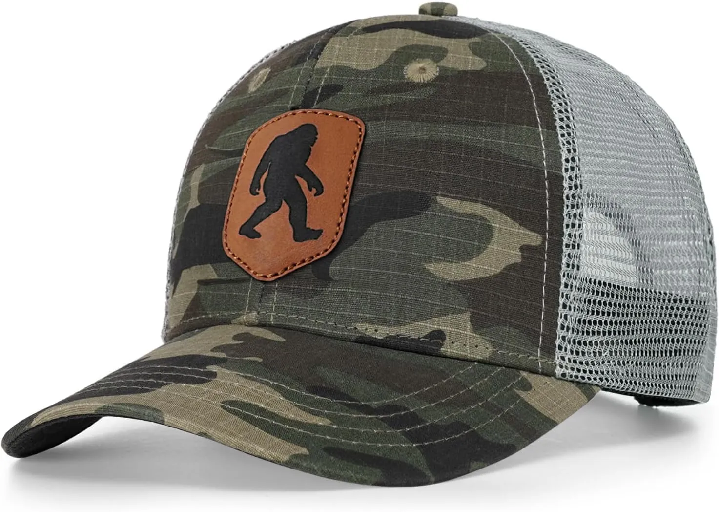 Mesh Bigfoot Hat Leather Cap for Men- Great Snapback Closure Sasquatch Hat for Hunting & Hiking