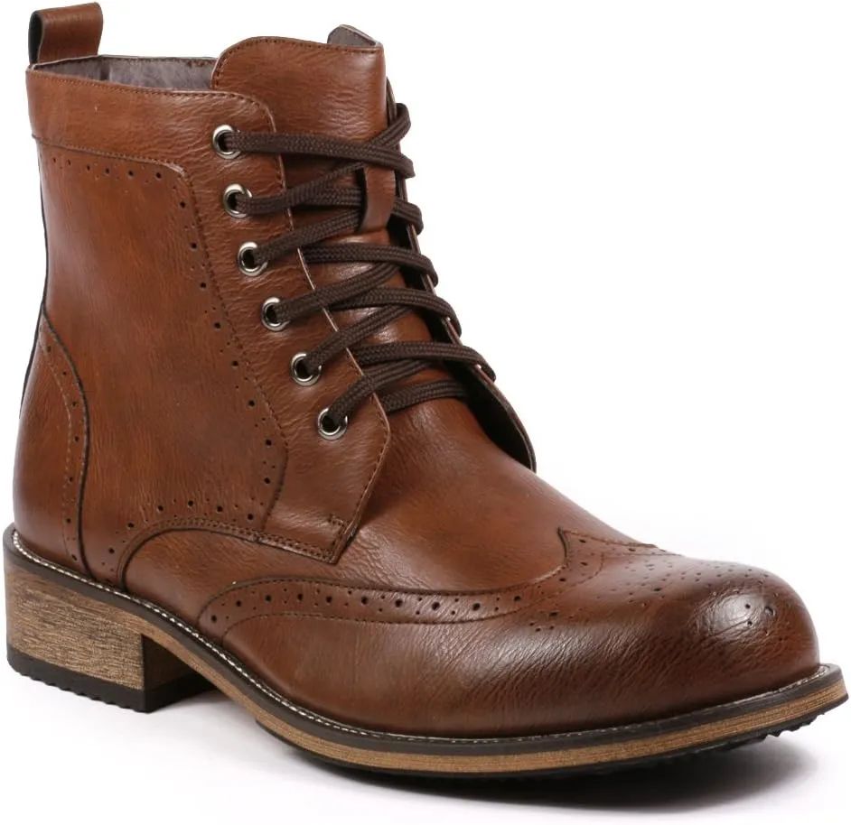 Metrocharm MC002 Men's Lace Up Wing Tip Formal Dress Casual Fashion Boots