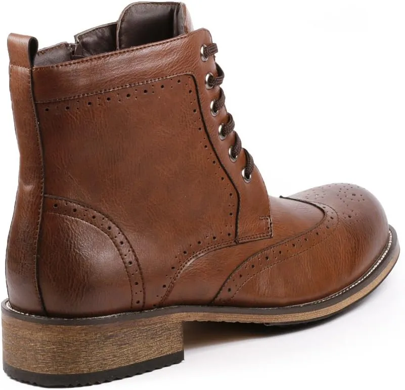 Metrocharm MC002 Men's Lace Up Wing Tip Formal Dress Casual Fashion Boots