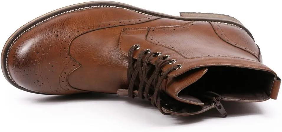 Metrocharm MC002 Men's Lace Up Wing Tip Formal Dress Casual Fashion Boots