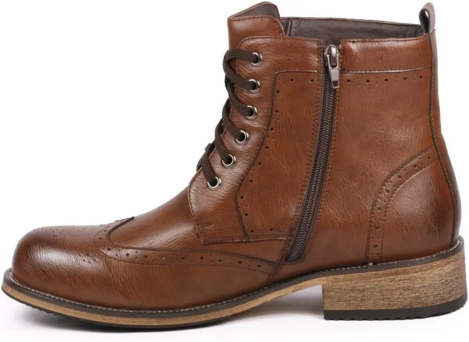 Metrocharm MC002 Men's Lace Up Wing Tip Formal Dress Casual Fashion Boots