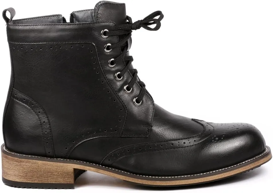 Metrocharm MC002 Men's Lace Up Wing Tip Formal Dress Casual Fashion Boots