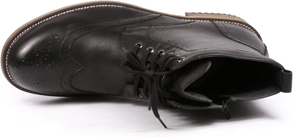 Metrocharm MC002 Men's Lace Up Wing Tip Formal Dress Casual Fashion Boots