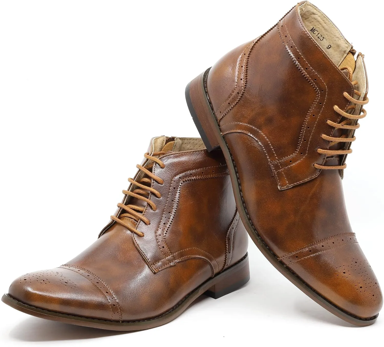 Metrocharm MC123 Men's Cap Toe Lace up Dress Casual Ankle Boot
