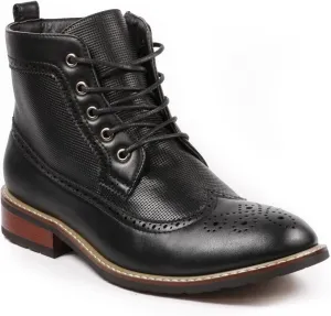 Metrocharm MET525-4 Men's Lace Up Perforated Wing Tip Formal Dress Casual Fashion Ankle Boots RUN BIG