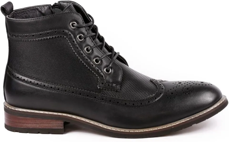 Metrocharm MET525-4 Men's Lace Up Perforated Wing Tip Formal Dress Casual Fashion Ankle Boots RUN BIG