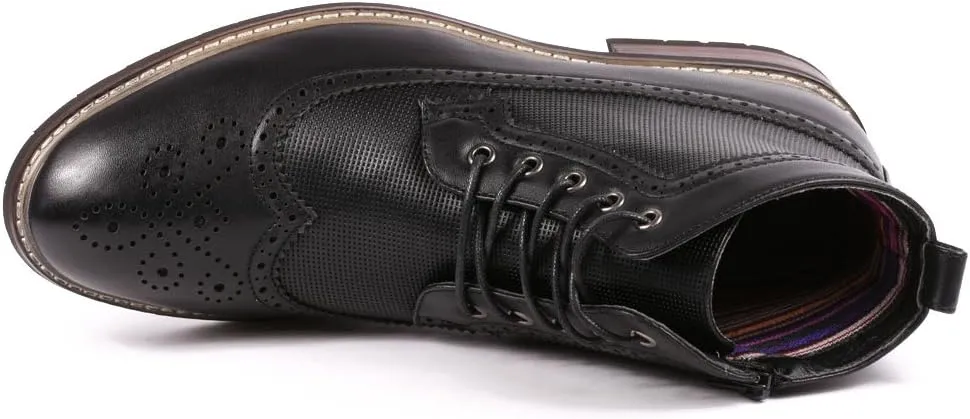 Metrocharm MET525-4 Men's Lace Up Perforated Wing Tip Formal Dress Casual Fashion Ankle Boots RUN BIG