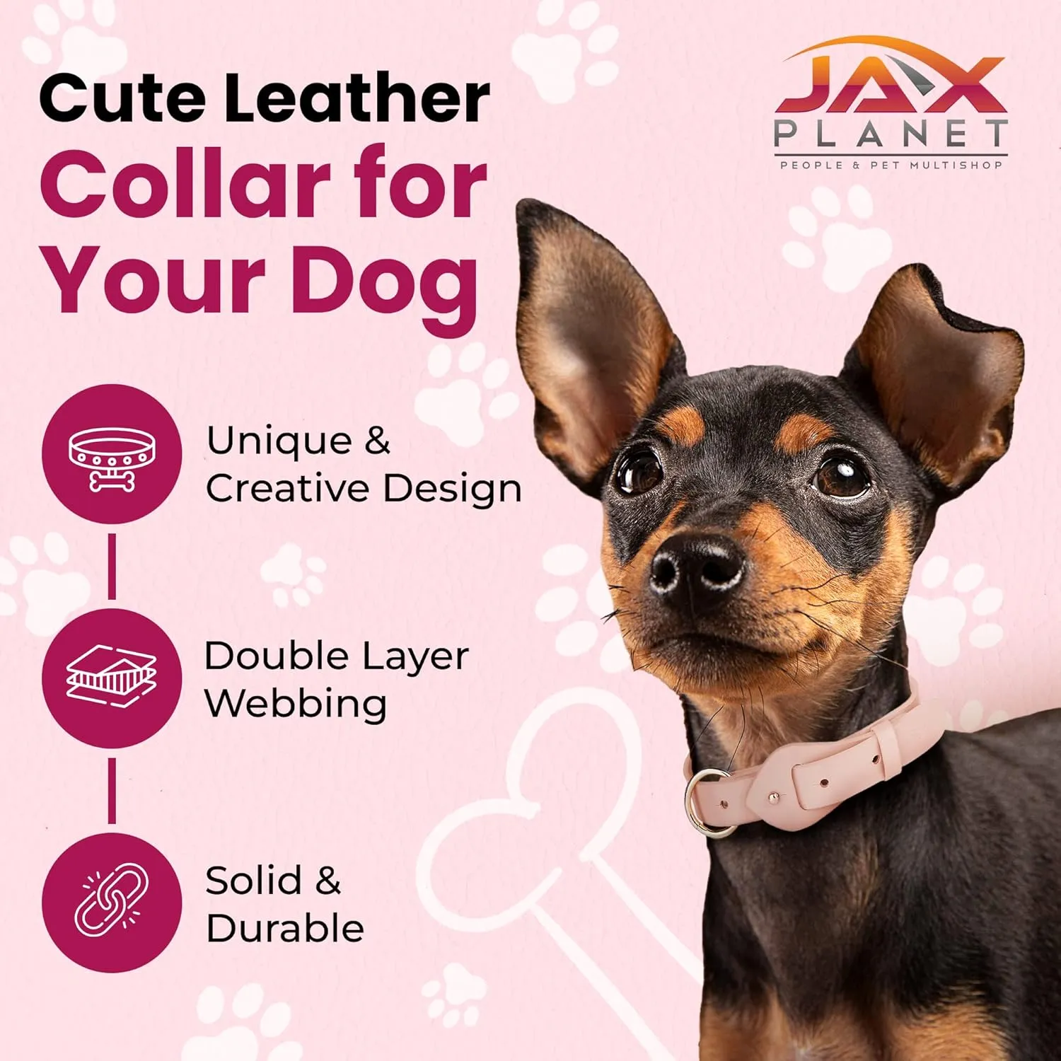 Microfiber Soft Leather Collar for Dogs -Adjustable Fashion Peach Pink No-Cruelty MF Leather Collar for Puppies-Breathable Waterproof for Indoor Outdoor Use Designer Thin Dog Collar for Small Dog[S]