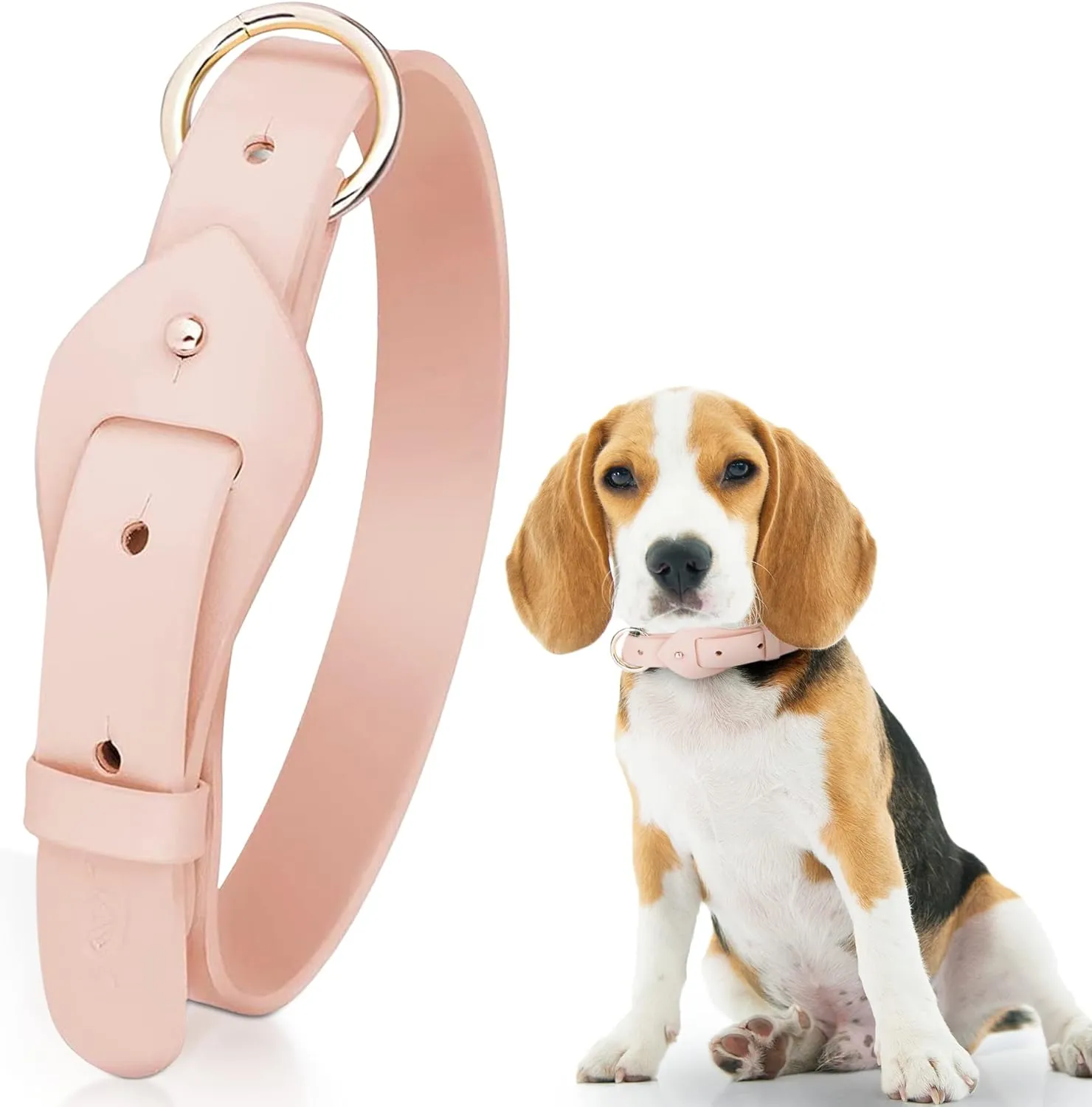 Microfiber Soft Leather Collar for Dogs -Adjustable Fashion Peach Pink No-Cruelty MF Leather Collar for Puppies-Breathable Waterproof for Indoor Outdoor Use Designer Thin Dog Collar for Small Dog[S]