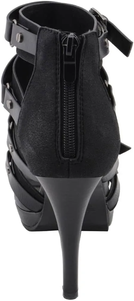Milwaukee Leather MBL9451 Women's Black Fashion Casual Stiletto Heeled Sandals with Ankle Strap - 8