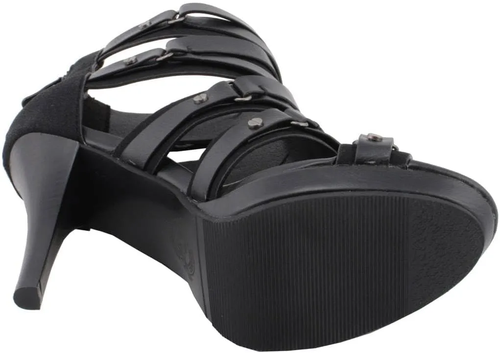Milwaukee Leather MBL9451 Women's Black Fashion Casual Stiletto Heeled Sandals with Ankle Strap - 8