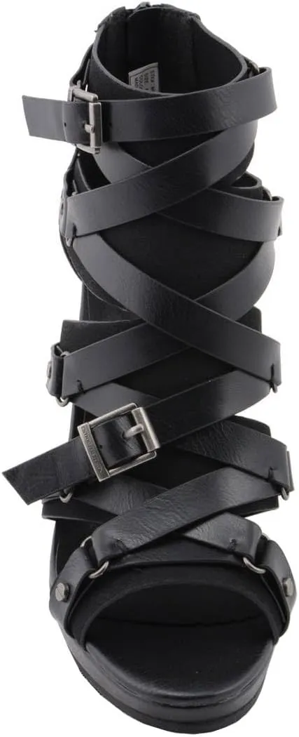 Milwaukee Leather MBL9451 Women's Black Fashion Casual Stiletto Heeled Sandals with Ankle Strap - 8