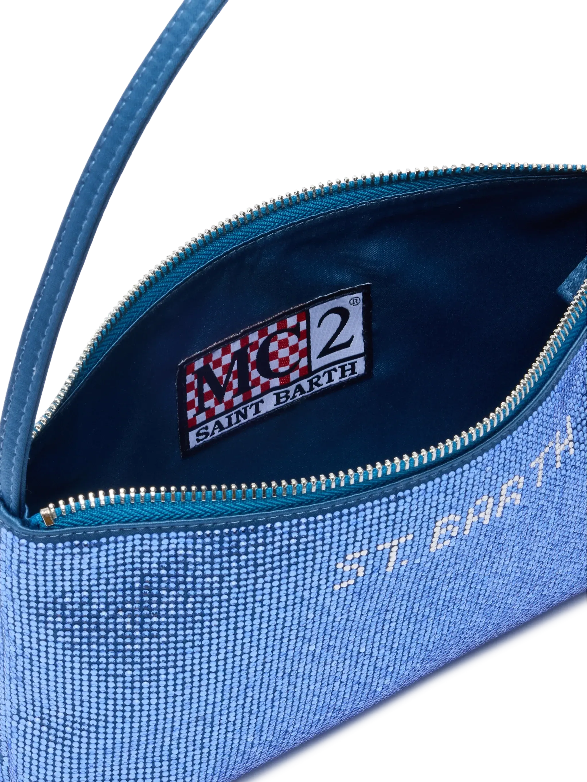 Mini bag Strassy with avio blue rhinestones