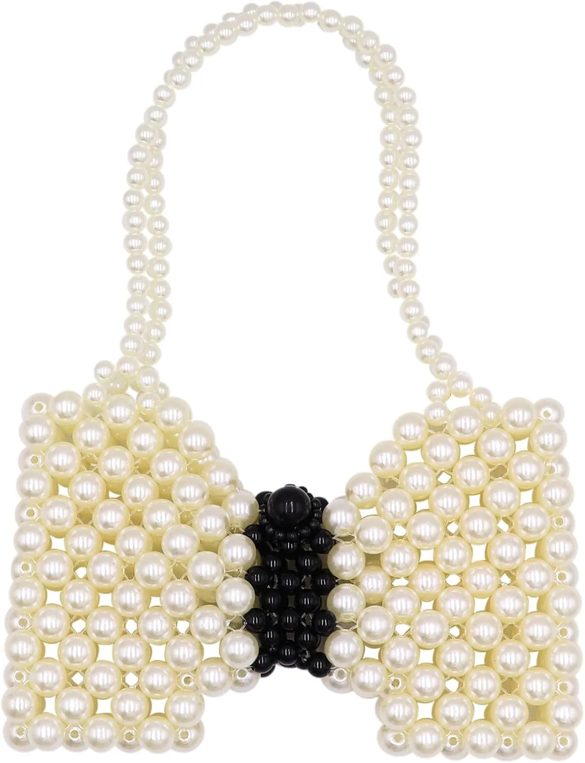 Mini White Pearl Purse for Girls Butterfly Crossbody Handbag Pearl Shoulder Bag Beaded Clutch for Women