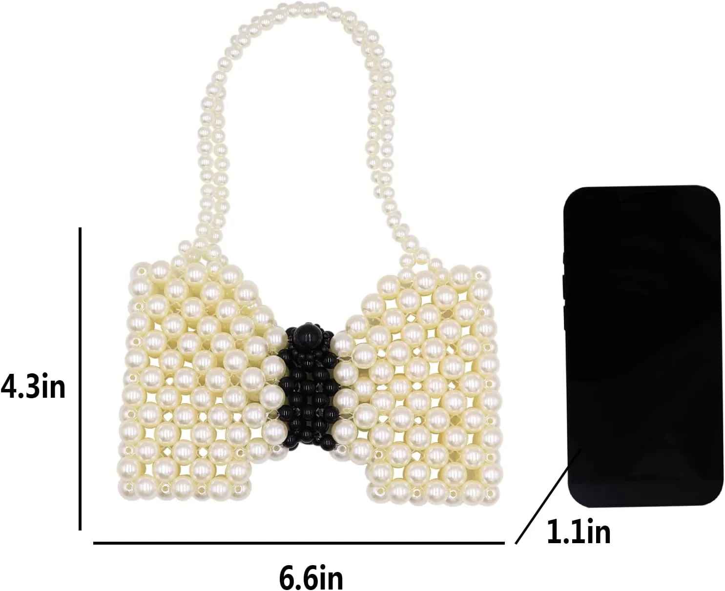 Mini White Pearl Purse for Girls Butterfly Crossbody Handbag Pearl Shoulder Bag Beaded Clutch for Women