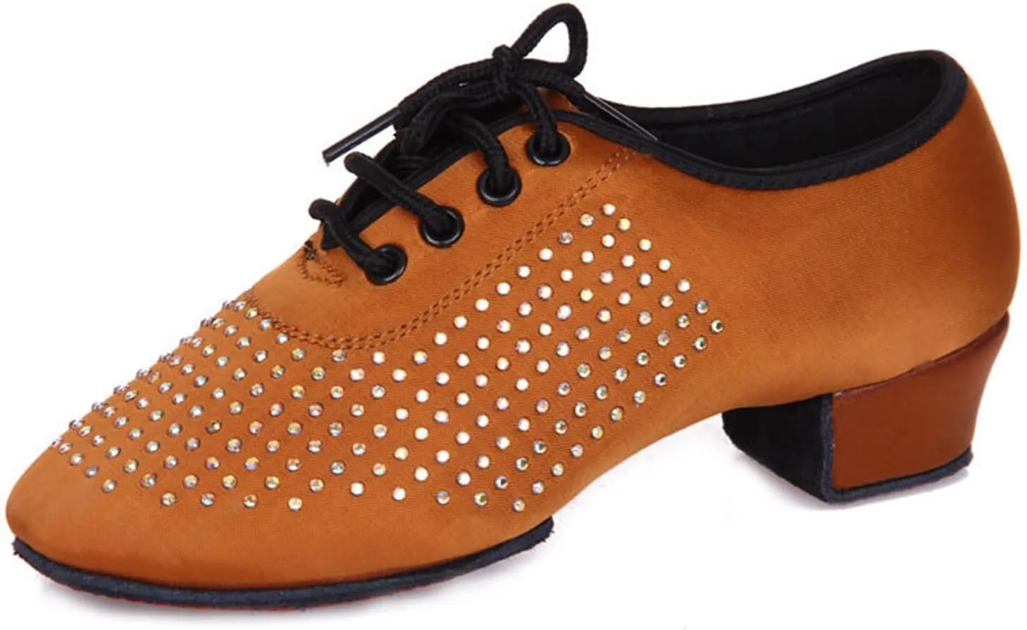 Minishion Mens Professional Dance Shoes Soft Lace-Up Latin Salsa Tango Dancing Shoes with Rhinestones