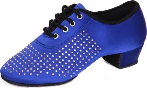 Minishion Mens Professional Dance Shoes Soft Lace-Up Latin Salsa Tango Dancing Shoes with Rhinestones