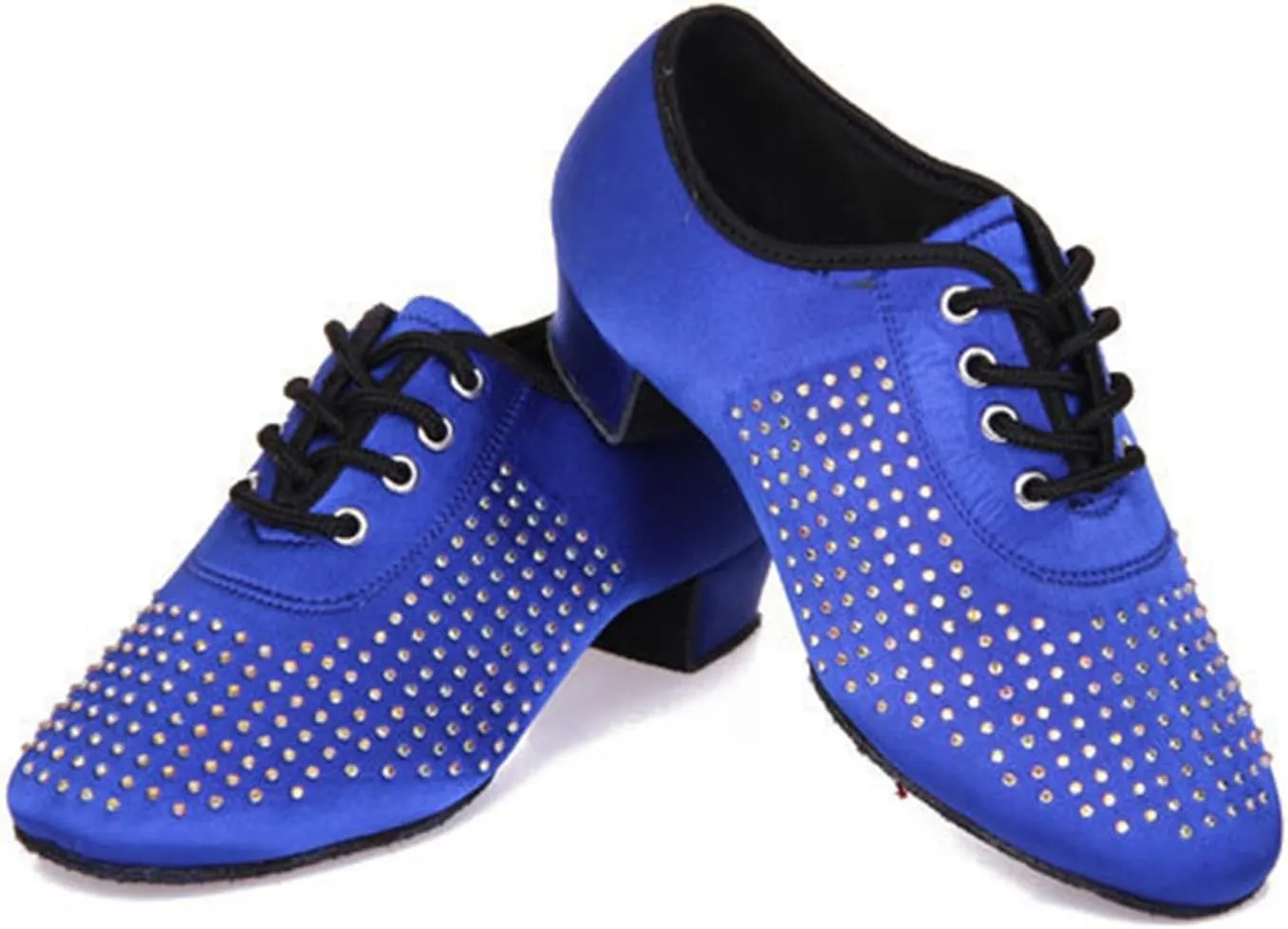 Minishion Mens Professional Dance Shoes Soft Lace-Up Latin Salsa Tango Dancing Shoes with Rhinestones