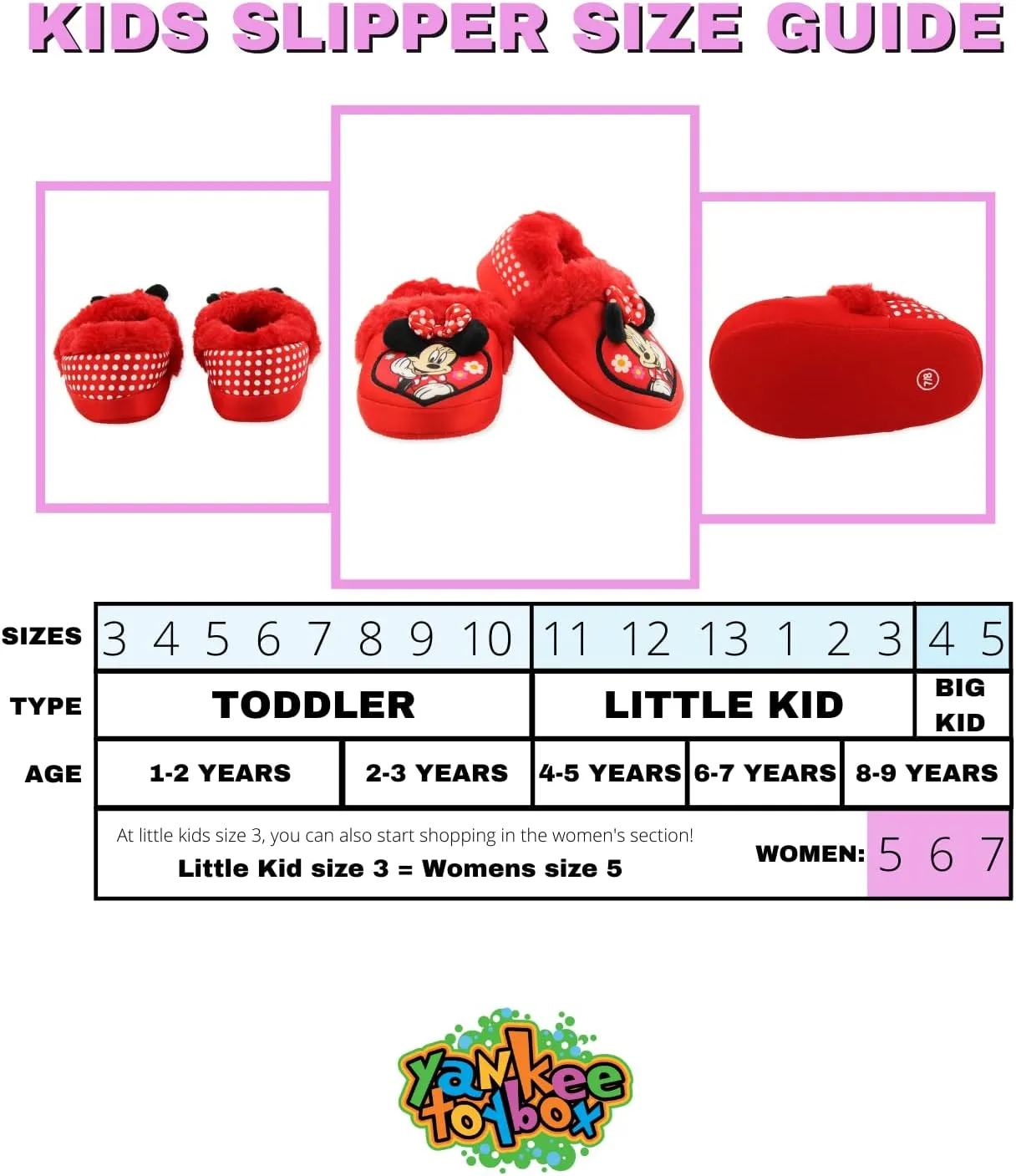 Minnie Mouse Toddler Girl's Plush A-Line Slippers
