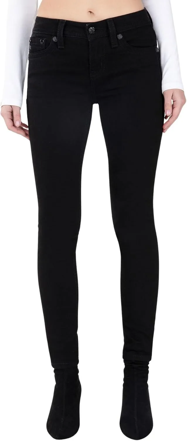 Miss Me Women's Fleur de Lis Saddle Stitch Mid-Rise Skinny Jeans