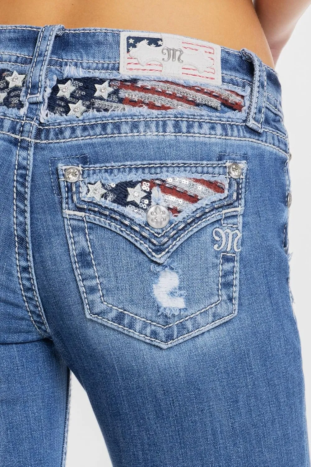 Miss Me Women's Liberty Faux Flap Pockets Mid-Rise Bootcut Jeans