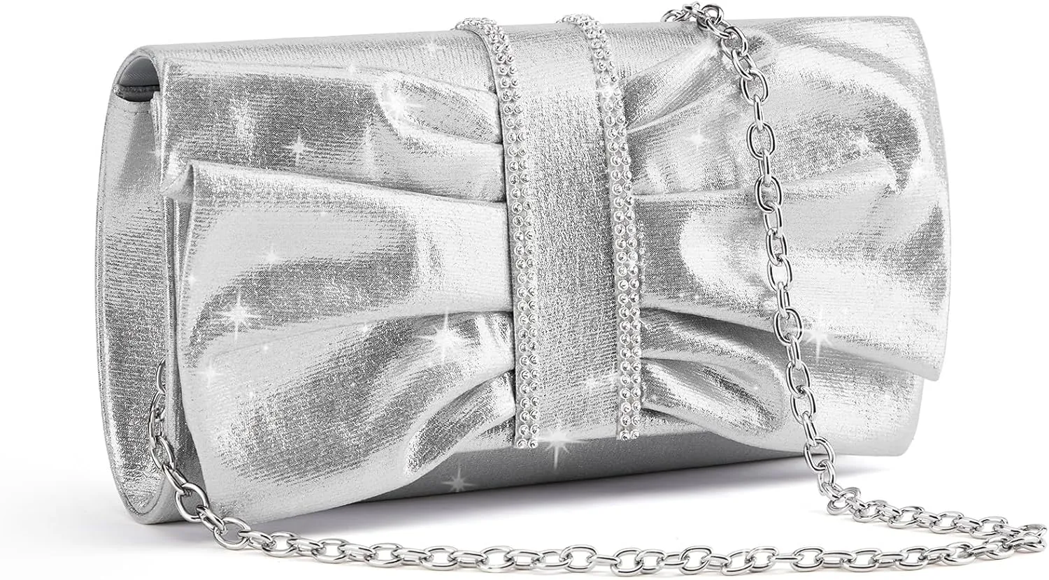 Missnine Clutch Purses for Women Bow Flap Evening Bag Wedding Formal Purse Sparkling Party Prom Cocktail Handbag
