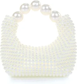 Miuco Pearl Clutch Handbag Women's Glittering Dinner Purse Party Wedding Prom Evening Bags