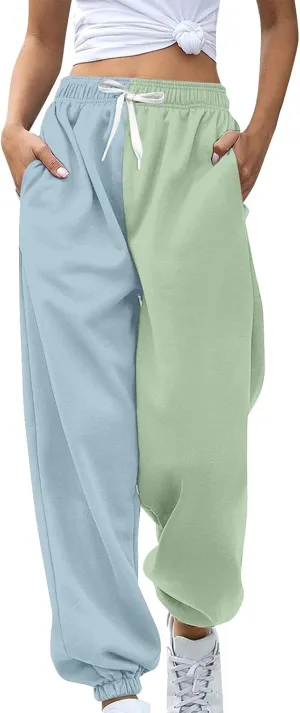 Miyaomn Women's Joggers Pants Casual Patchwork Drawstring Running Trousers Athletic Workout Gym Yoga Sweatpants with Pockets