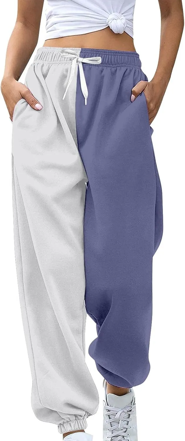 Miyaomn Women's Joggers Pants Fall Fashion Running Sweatpants with Pockets Athletic Patchwork Casual Pants for Workout Lounge