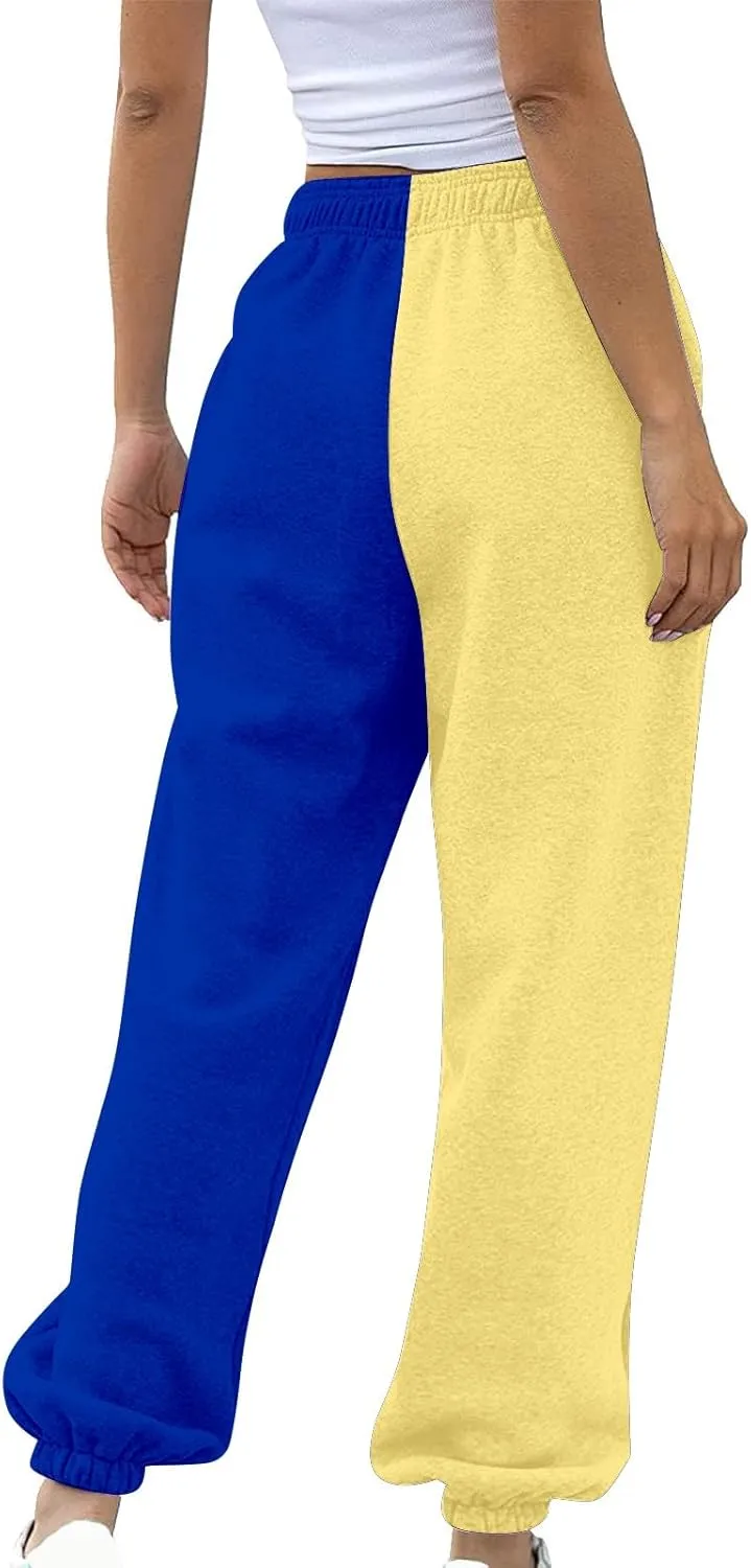 Miyaomn Women's Joggers Pants Fall Fashion Running Sweatpants with Pockets Athletic Patchwork Casual Pants for Workout Lounge