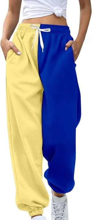 Miyaomn Women's Joggers Pants Fall Fashion Running Sweatpants with Pockets Athletic Patchwork Casual Pants for Workout Lounge