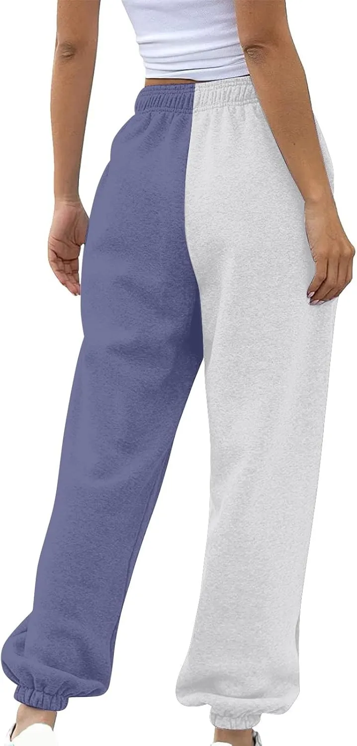 Miyaomn Women's Joggers Pants Fall Fashion Running Sweatpants with Pockets Athletic Patchwork Casual Pants for Workout Lounge