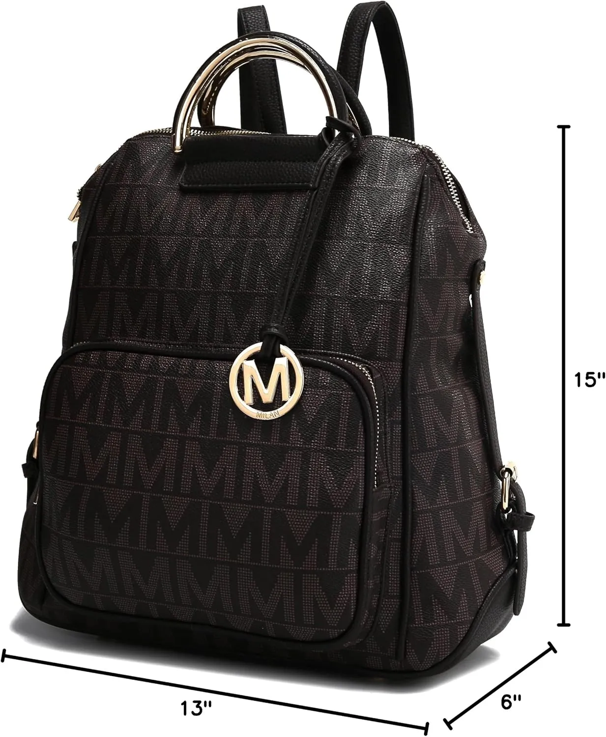 MKF Collection Signature Women Backpack, Vegan Leather Travel Bag Top-Handle Fashion Business Work Bag by Mia K