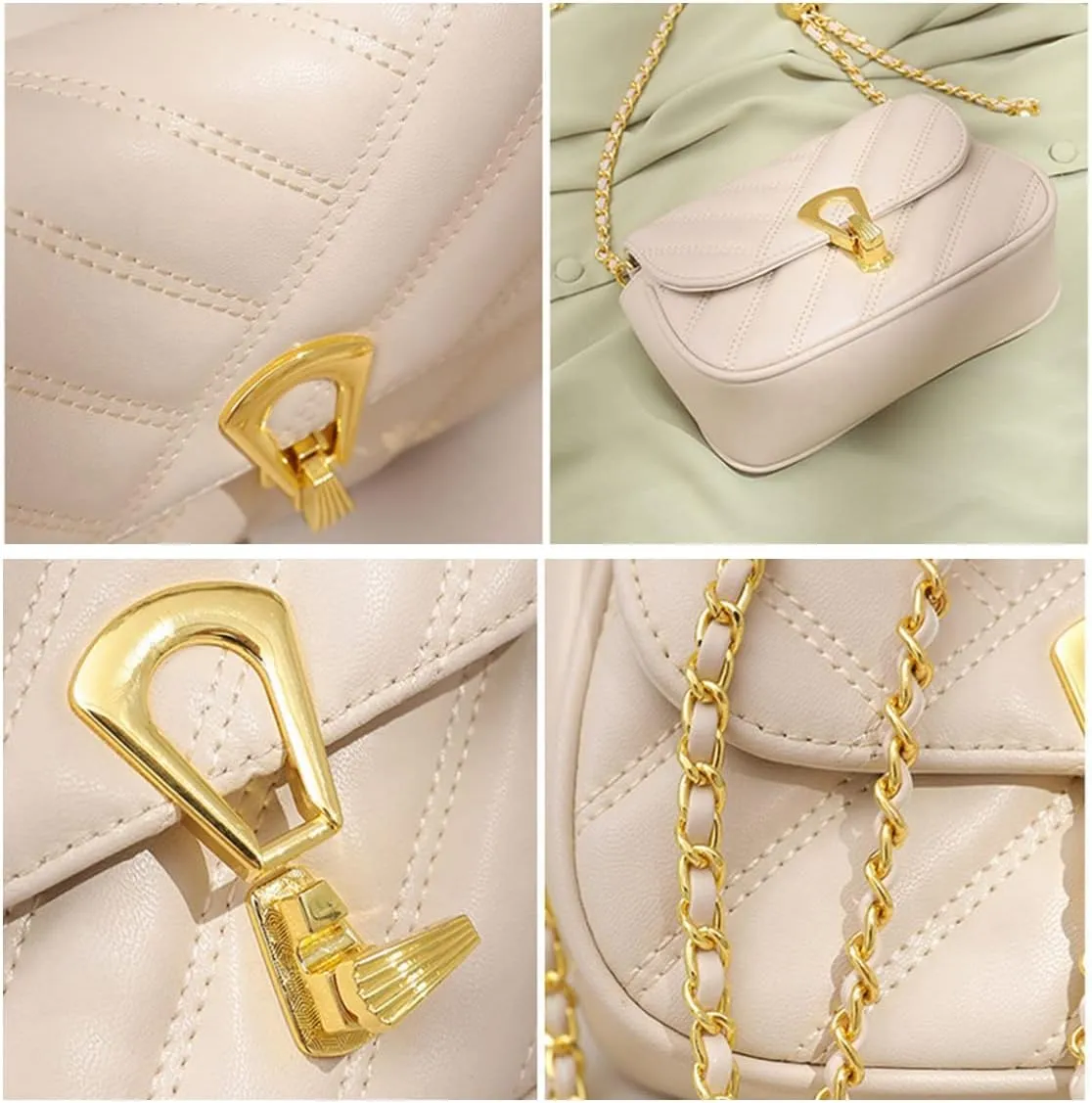 Mn&Sue Crossbody Bags for Women Fashion Quilted Purse Small Shoulder Bag with Adjustable Chain Ladies Clutch