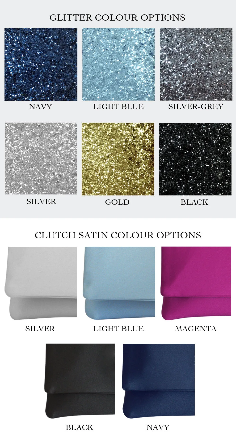 Monogram glitter initial satin medium clutch handbag