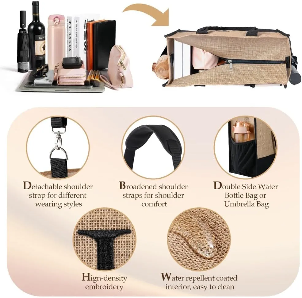 Mothers Day Gifts Mom Wife Grandma Sister Her Birthday Gifts for Women Large Jute Tote Bag and Makeup Bag Set