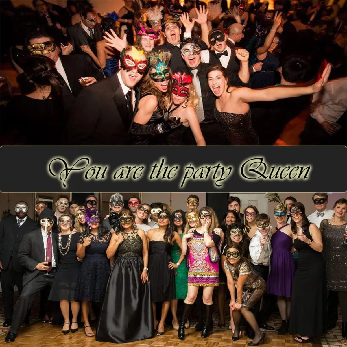 MYMENU Masquerade Mask for Couples Women Metal Rhinestone Venetian Party Evening Prom ball