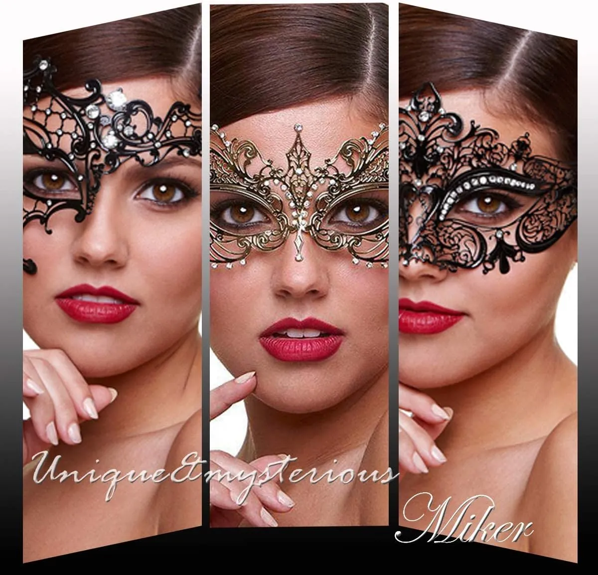 MYMENU Masquerade Mask for Couples Women Metal Rhinestone Venetian Party Evening Prom ball