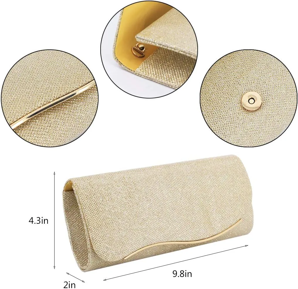 Naimo Flap Dazzling Small Clutch Bag Evening Bag With Detachable Chain