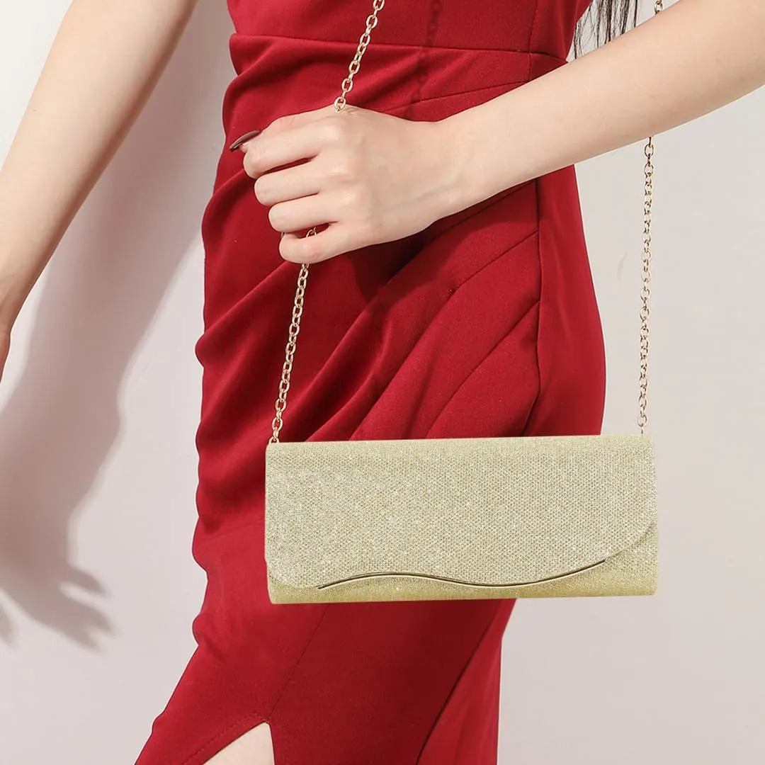 Naimo Flap Dazzling Small Clutch Bag Evening Bag With Detachable Chain