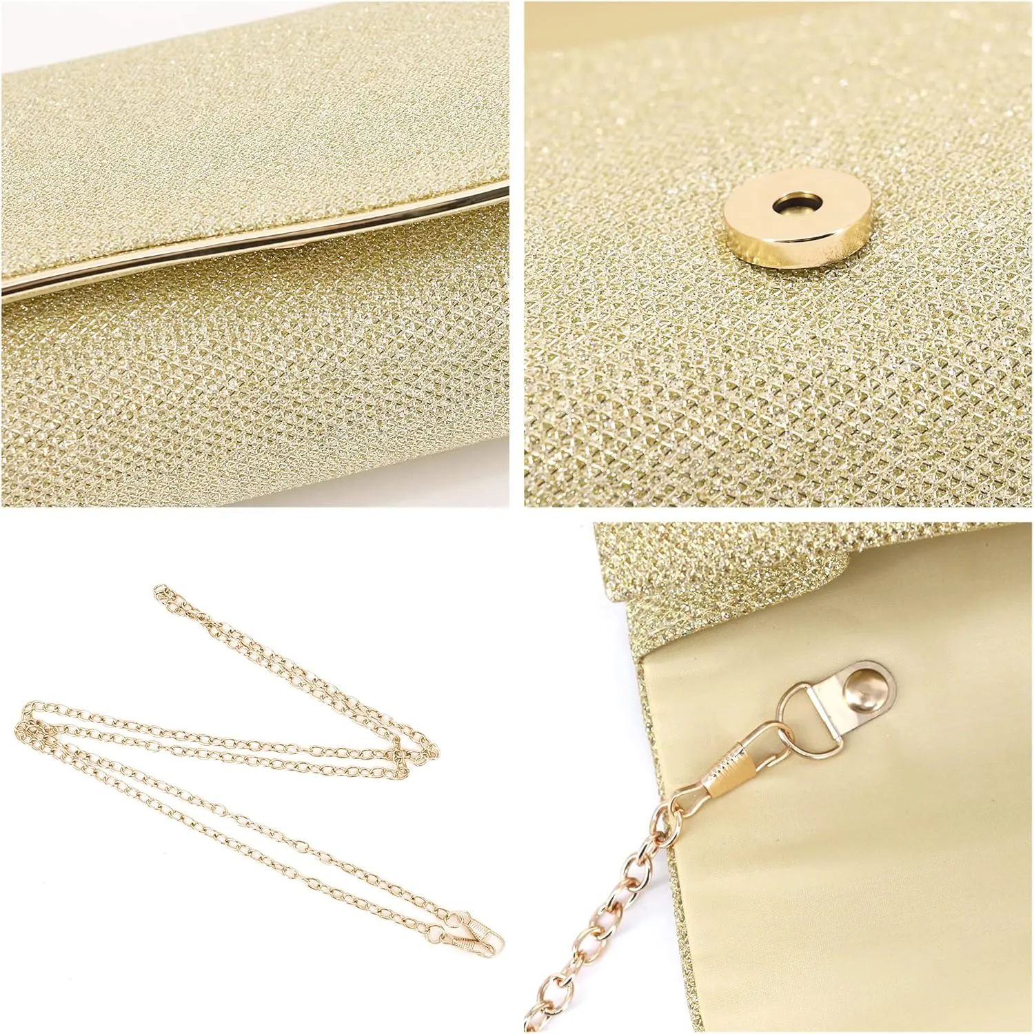 Naimo Flap Dazzling Small Clutch Bag Evening Bag With Detachable Chain