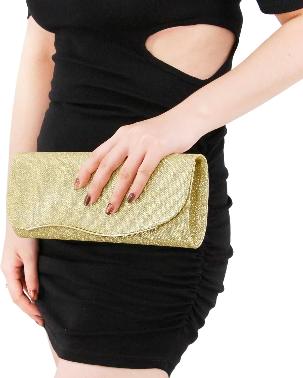 Naimo Flap Dazzling Small Clutch Bag Evening Bag With Detachable Chain