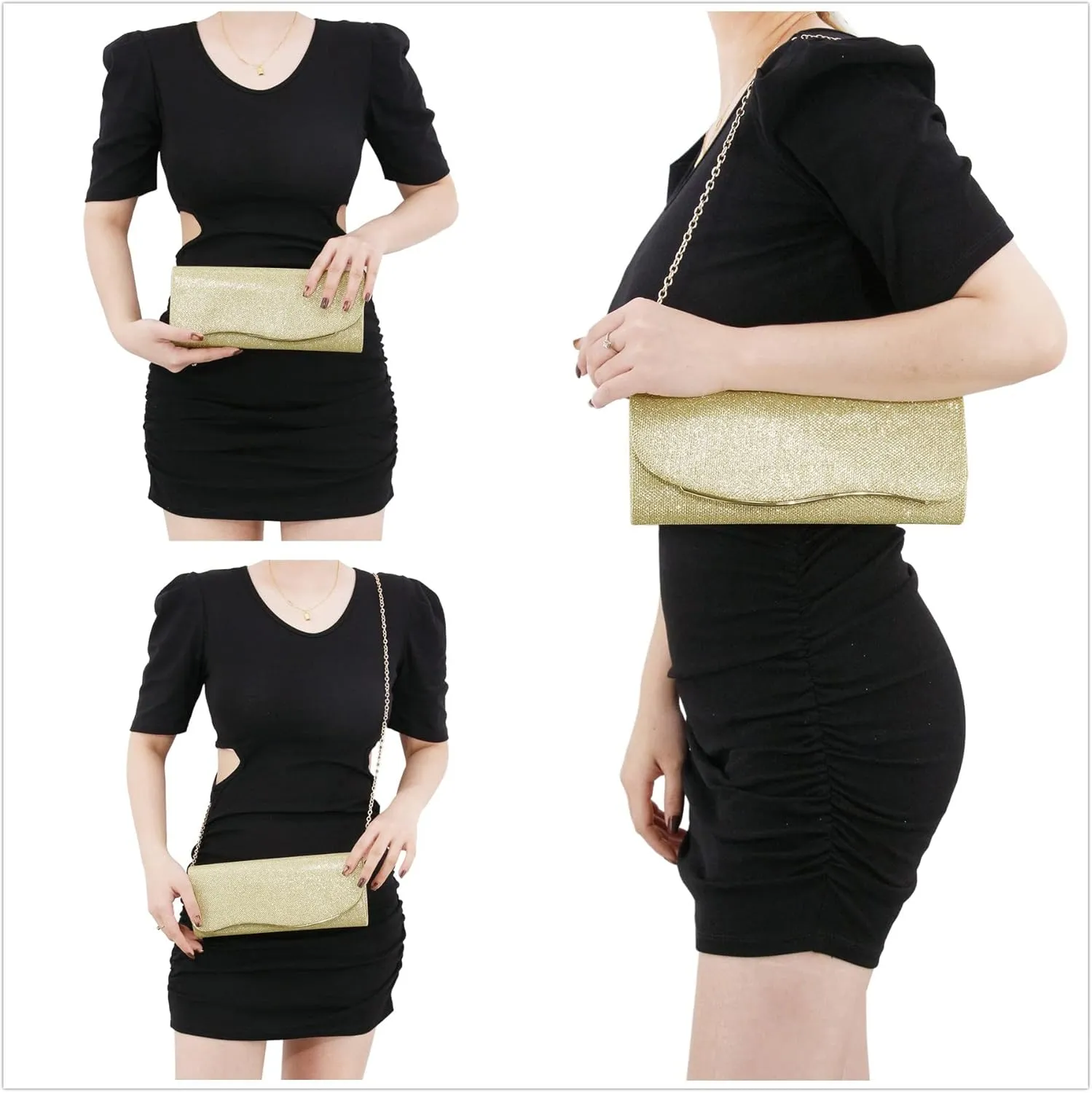 Naimo Flap Dazzling Small Clutch Bag Evening Bag With Detachable Chain