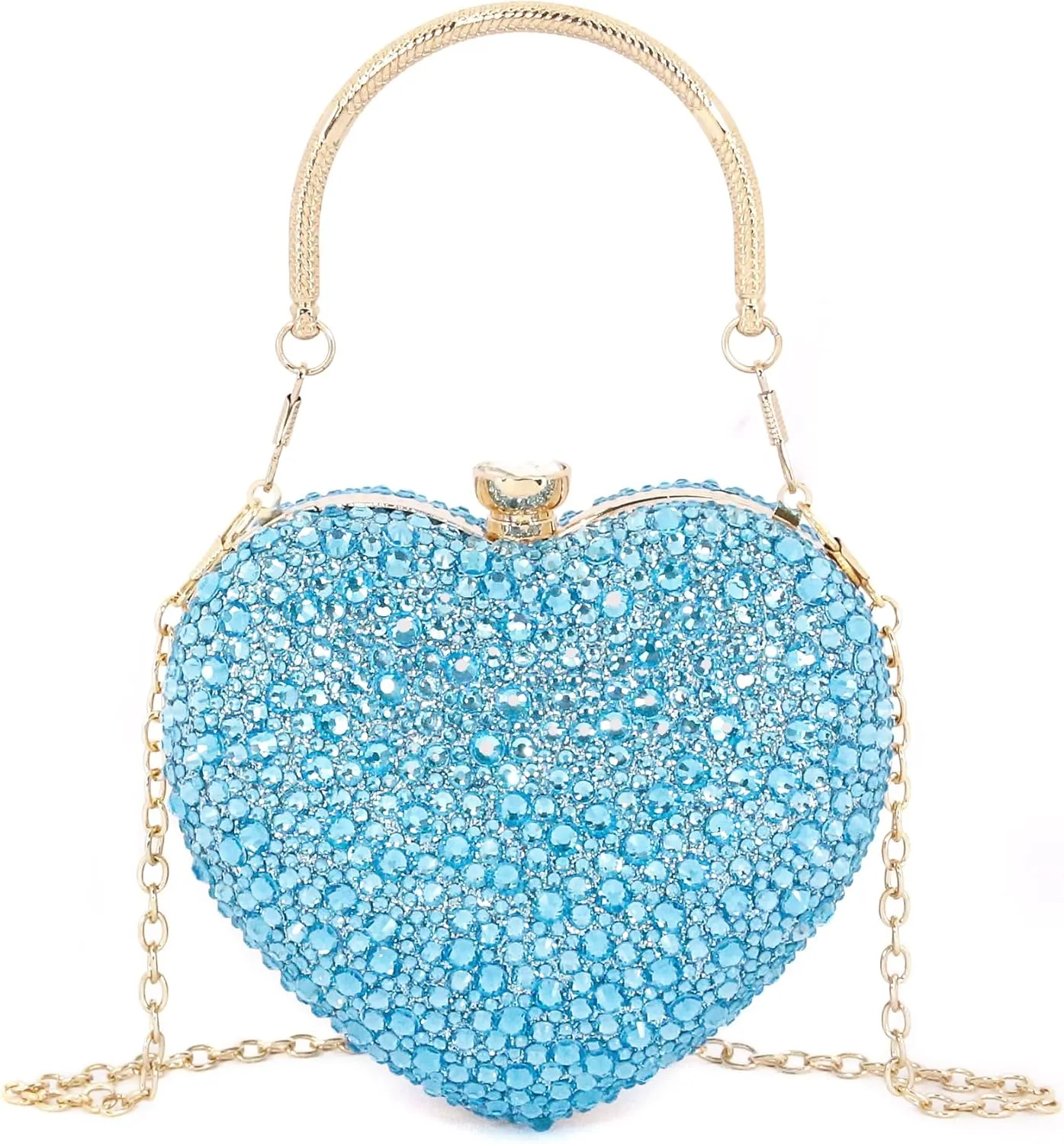 Naimo Womens Heart Bag Rhinestone Evening Bag Handbag Purse for Wedding Cocktail Party