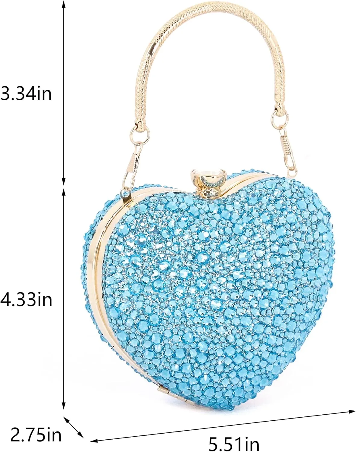 Naimo Womens Heart Bag Rhinestone Evening Bag Handbag Purse for Wedding Cocktail Party