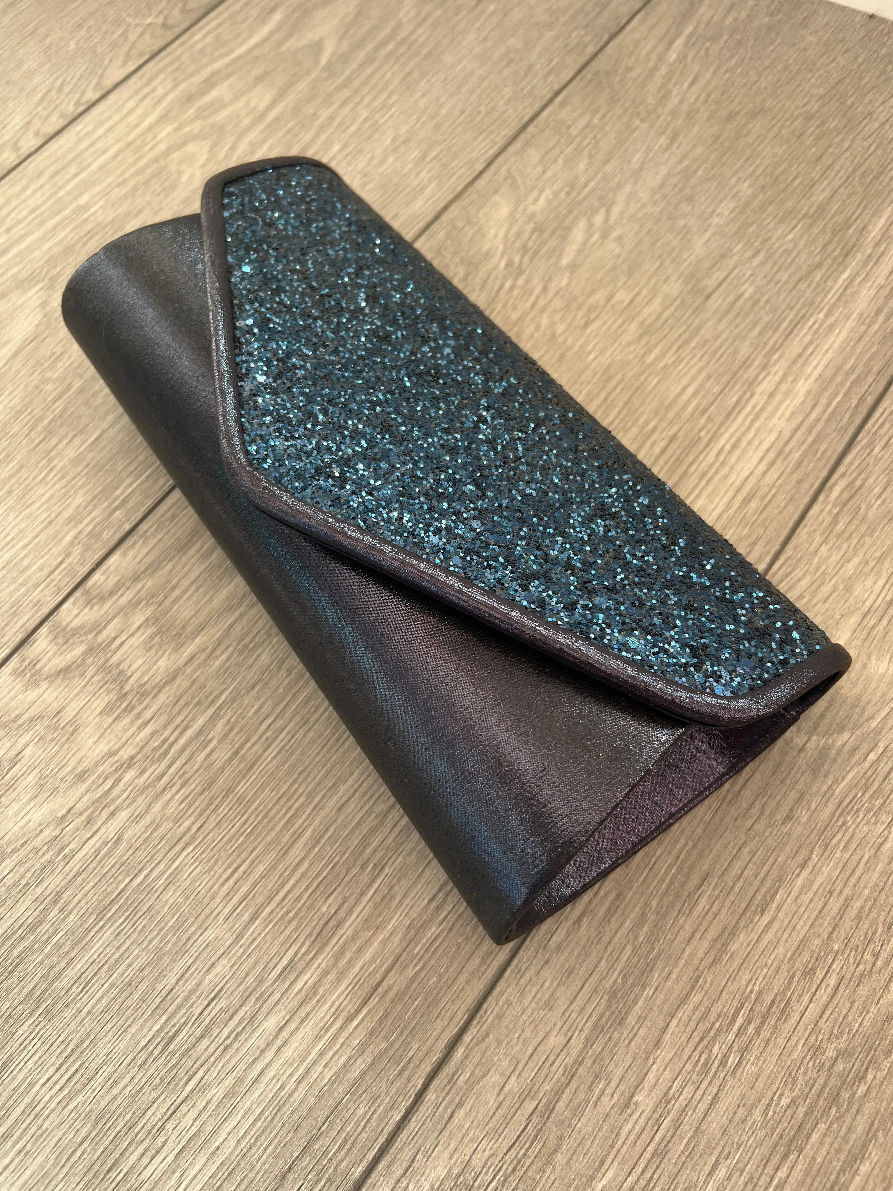 Navy Glitter Clutch Bag