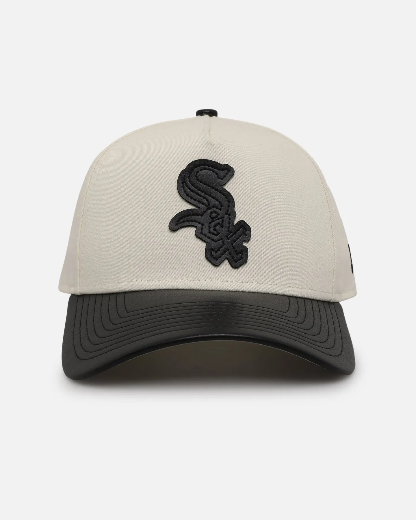 New Era Chicago White Sox 'Leather Visor' 9FORTY A-Frame Snapback Chrome White/Black