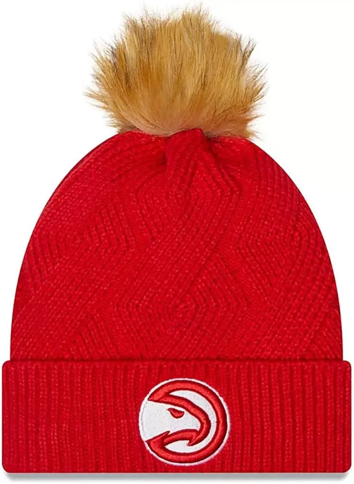 New Era Women Atlanta Hawks Snowy Knit Cuffed Pom Beanie Purple